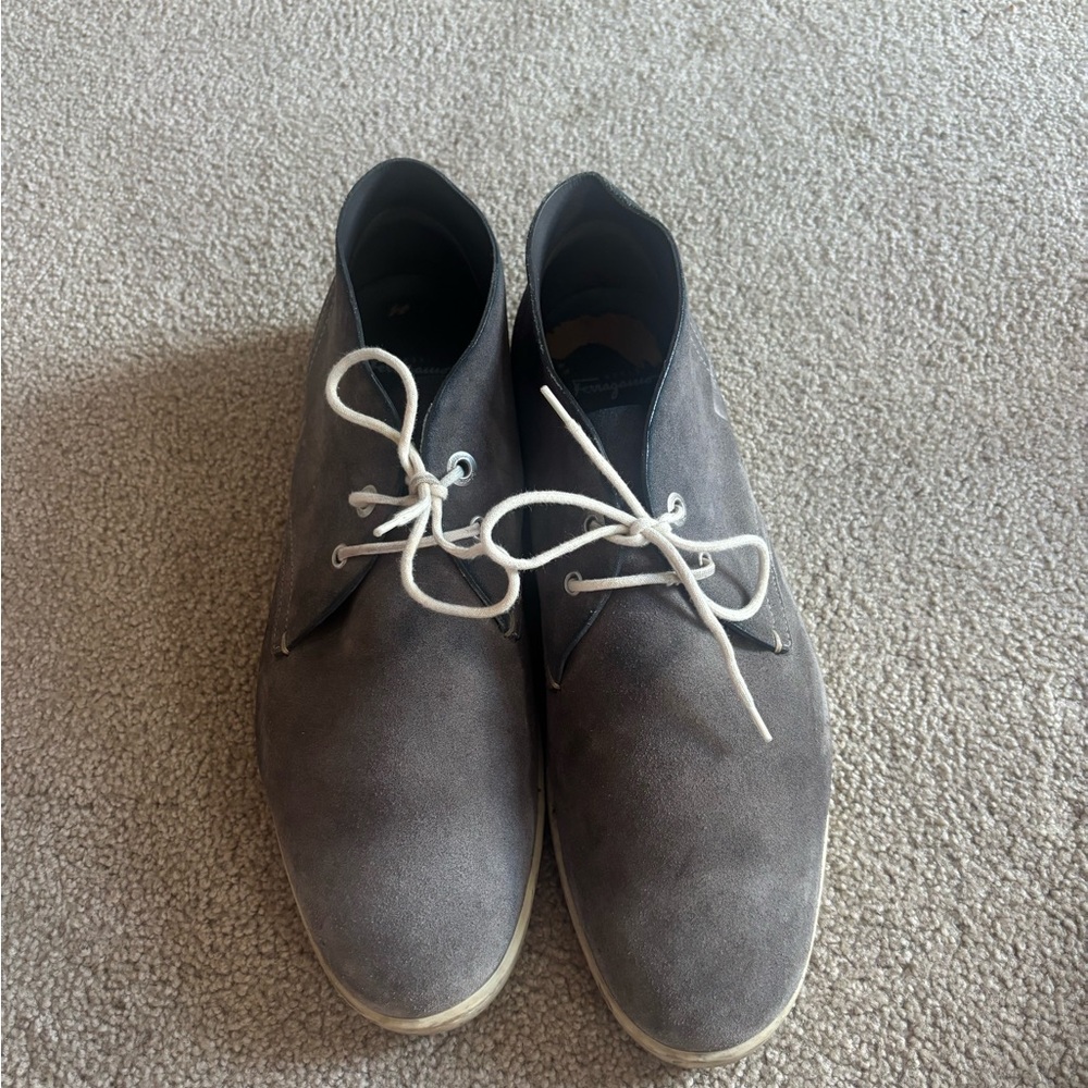 Salvatore Ferragamo Gray Suede Sneakers